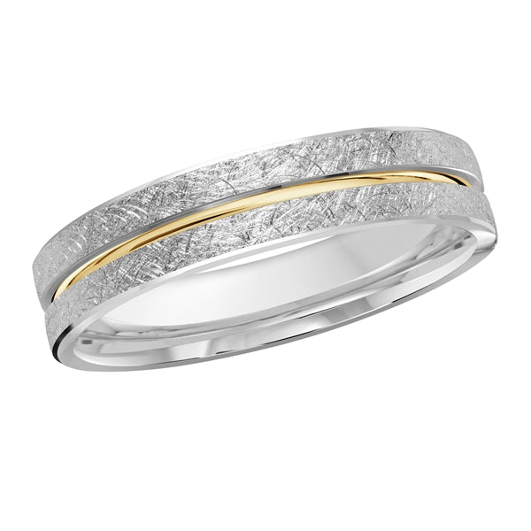 Style 018 Malo Wedding Band Solid Gold White Yellow Scratch FInish