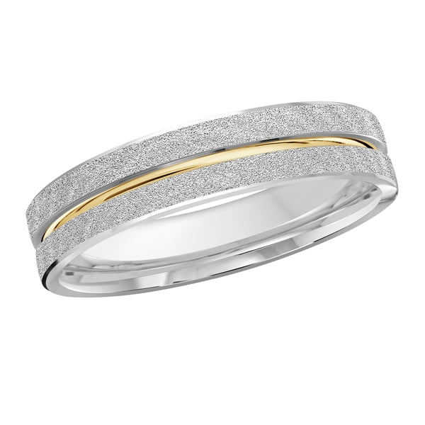 Style 018 Malo Wedding Band Solid Gold White Yellow Roll FInish