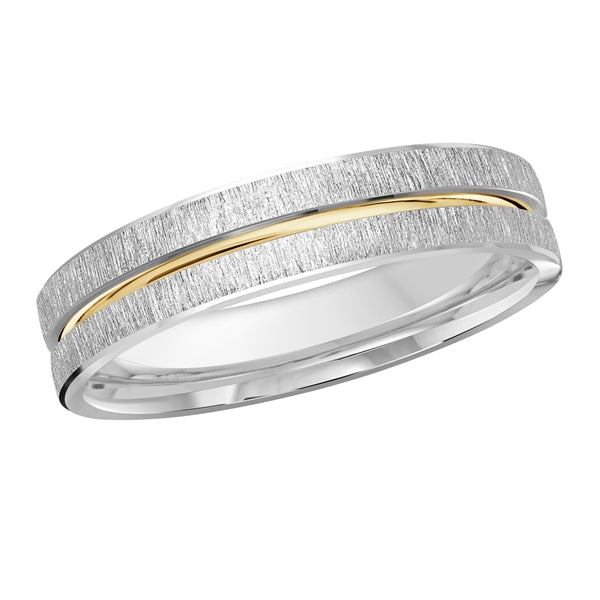 Style 018 Malo Wedding Band Solid Gold White Yellow Flap Finish