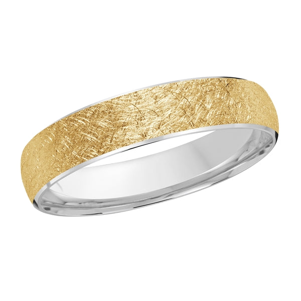 Style 022 Malo Wedding Band Solid Gold Yellow White Scratch Finish