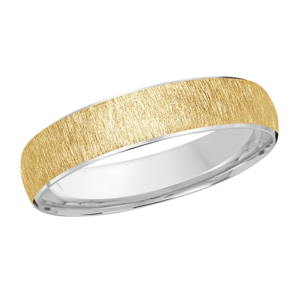 Style 022 Malo Wedding Band Solid Gold Yellow White Flap Finish