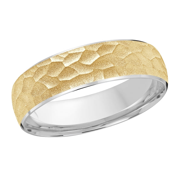 Style 23 Malo Wedding Bands Solid Gold Yellow White Hammer Finish