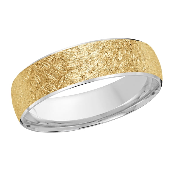 Style 23 Malo Wedding Bands Solid Gold Yellow White Scratch Finish