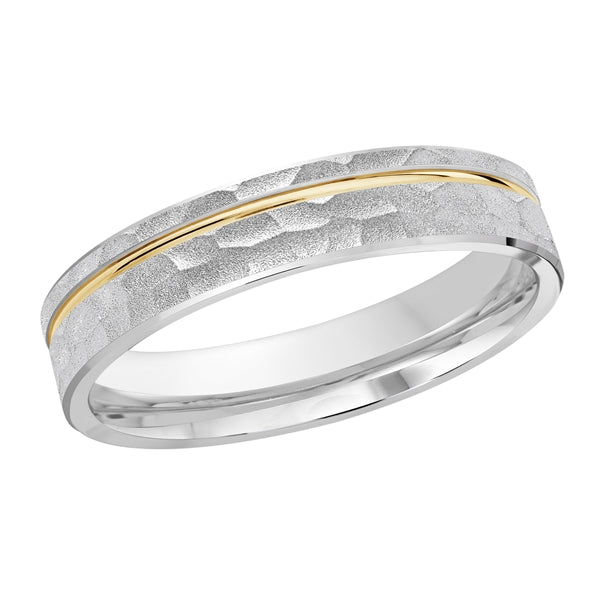 Style 35 Malo Wedding Band 4mm Wide Solid Gold White Yellow Hammered Finish