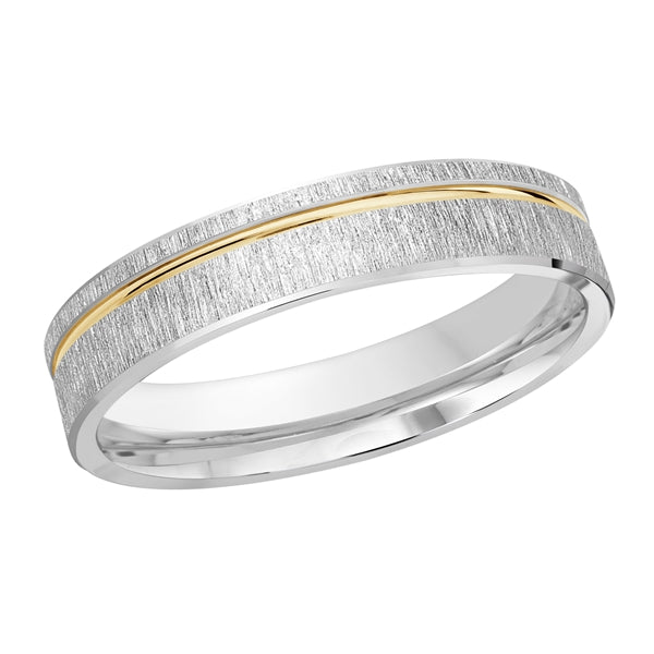 Style 35 Malo Wedding Band 4mm Wide Solid Gold White Yellow Flap Finish