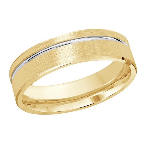 Style 35 Malo Wedding Band 6mm Wide Solid Gold Yellow White