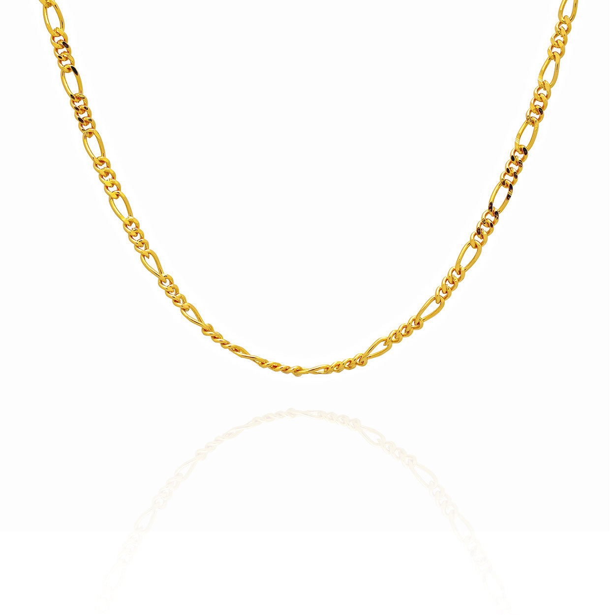 Sterling Silver Figaro Style Choker Chain Plated in 18KT Yellow Gold
