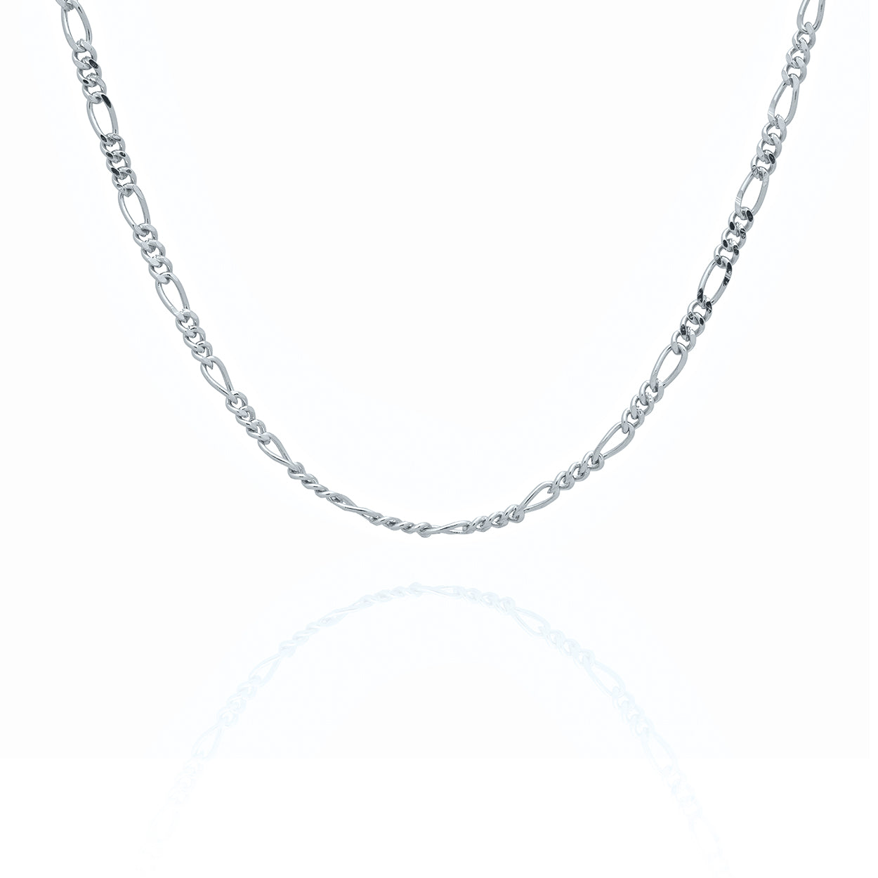 Sterling Silver Figaro ChokerSterling Silver Figaro Style Choker Chain Plated in White Rhodium