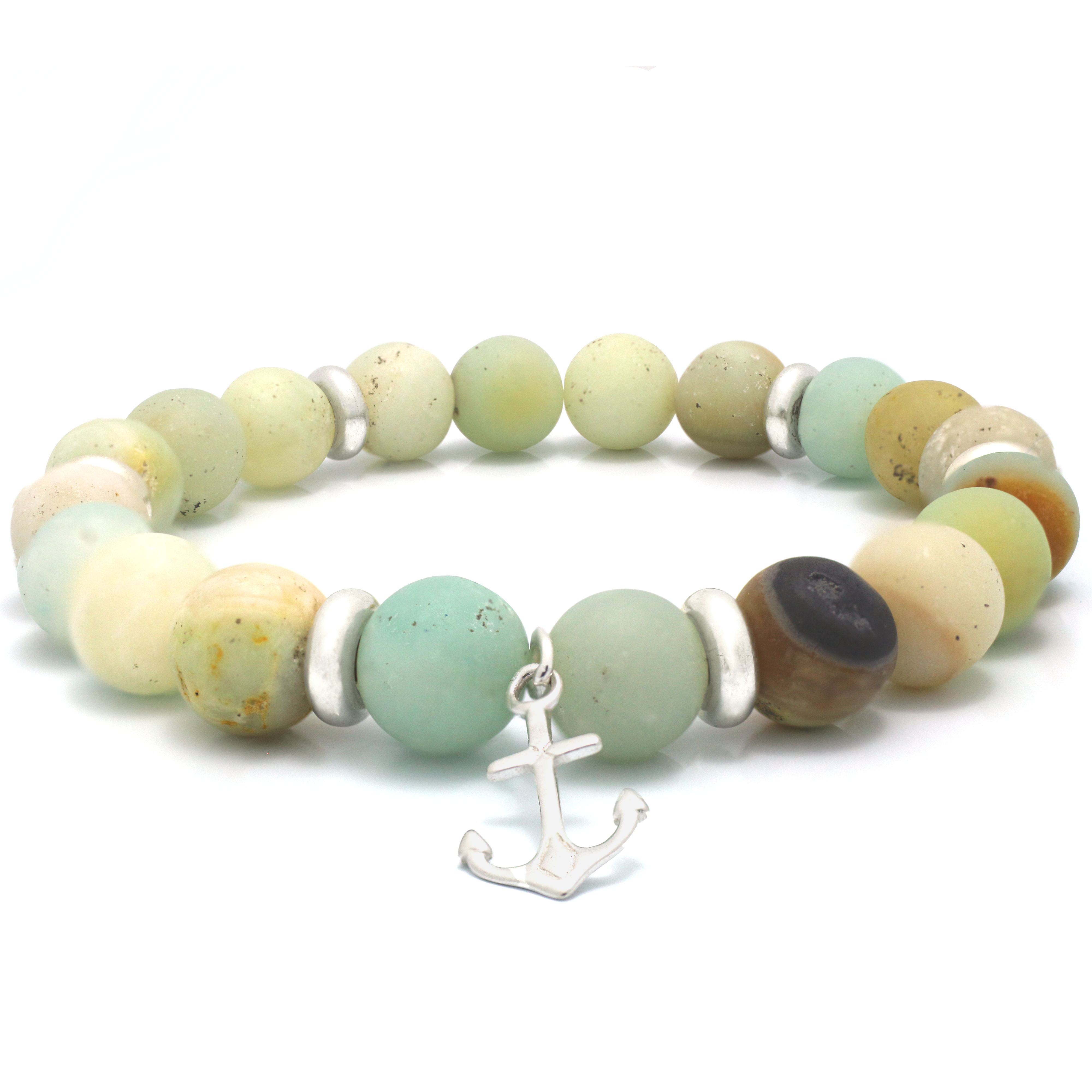 Beaded Bracelet with Silver Anchor Charm
