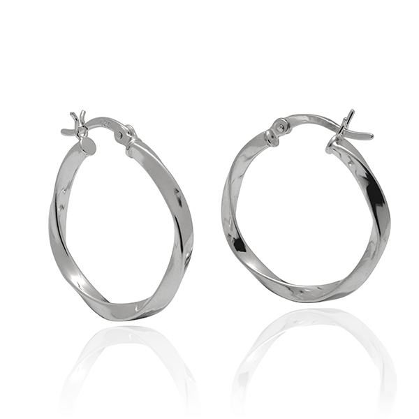 Sterling Silver 25mm Twist Hoop Earrings