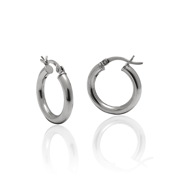 Sterling Silver 20mm Hollow Hoop Earrings with Lever Backs