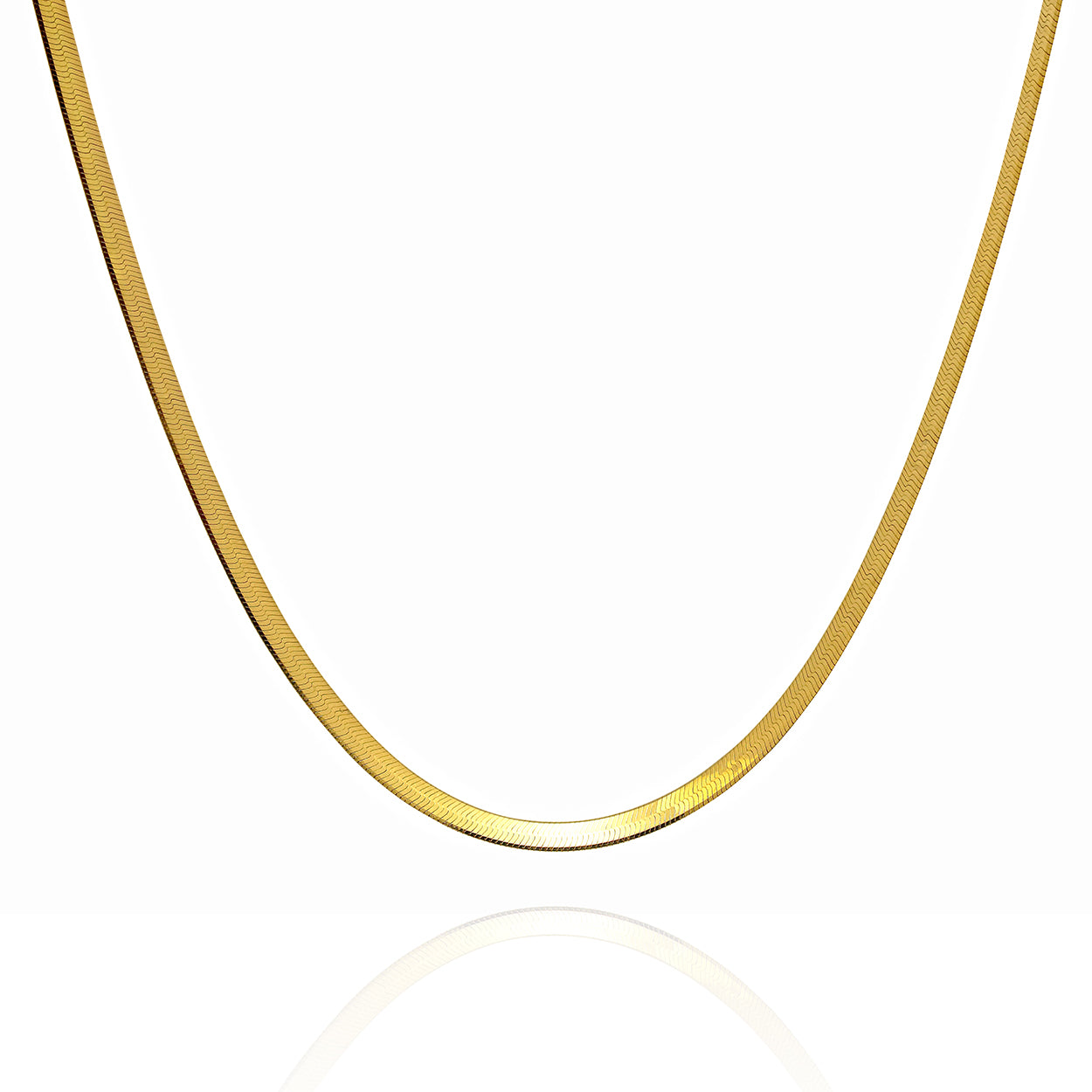 Sterling Silver 18KT Yellow Gold Plated Herringbone Style Chain