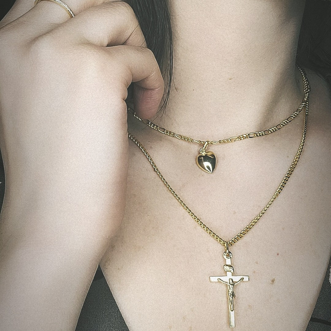 Woman wearing crucifix