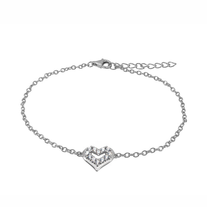 Heart Cubic Zirconia Sterling Silver Bracelet