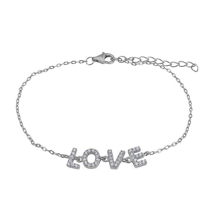 Love Cubic Zirconia Sterling Silver Bracelet