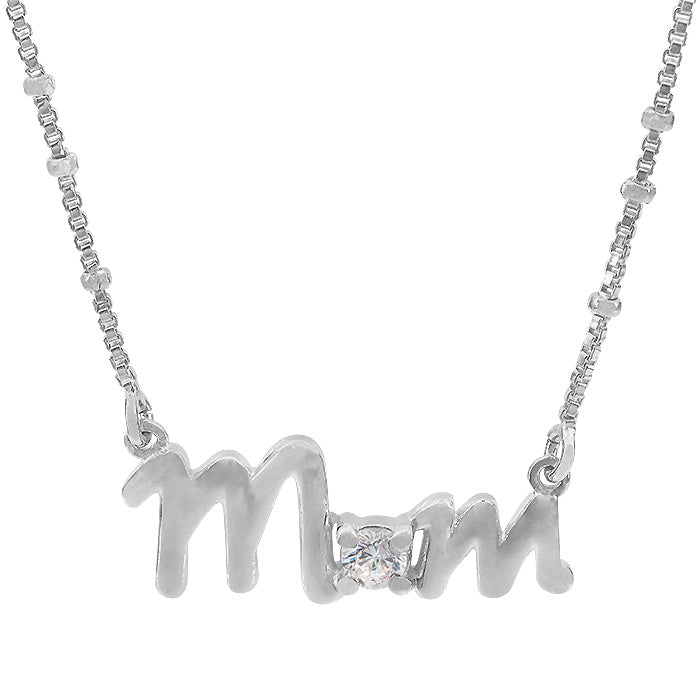 Sterling Silver Mom Necklace