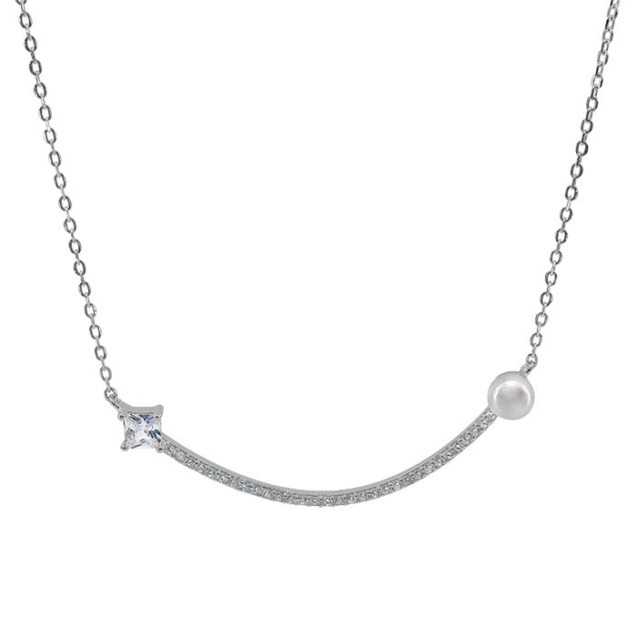Sterling Silver Cubic Zirconia Freshwater pearl necklace