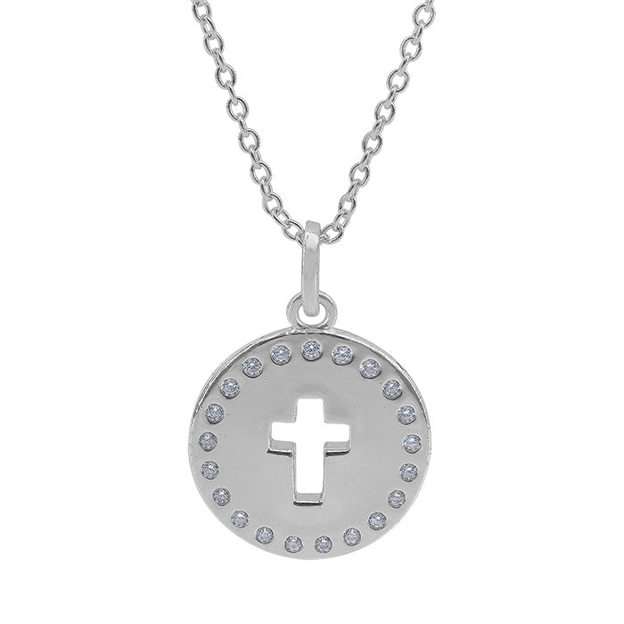 Round Cross sterling silver necklace