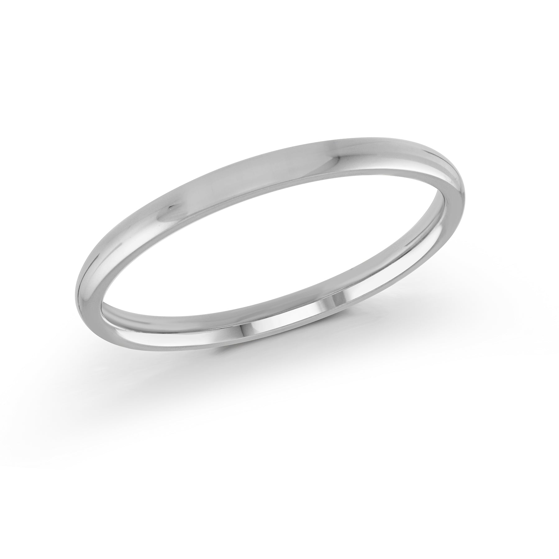 High-Polished Domed 2mm Wedding Band Gold White