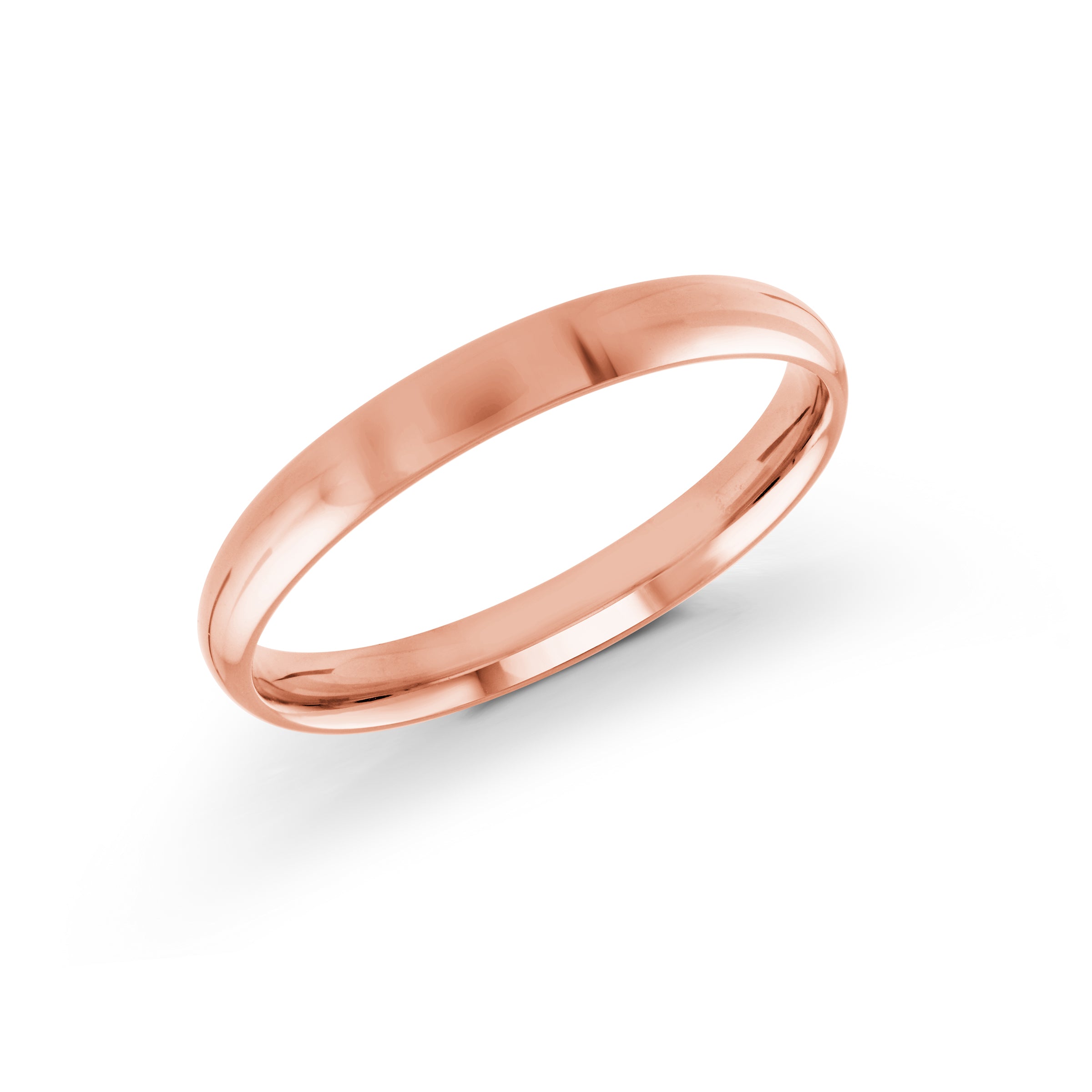 High-Polished Domed 3mm Wedding Band Gold Rose