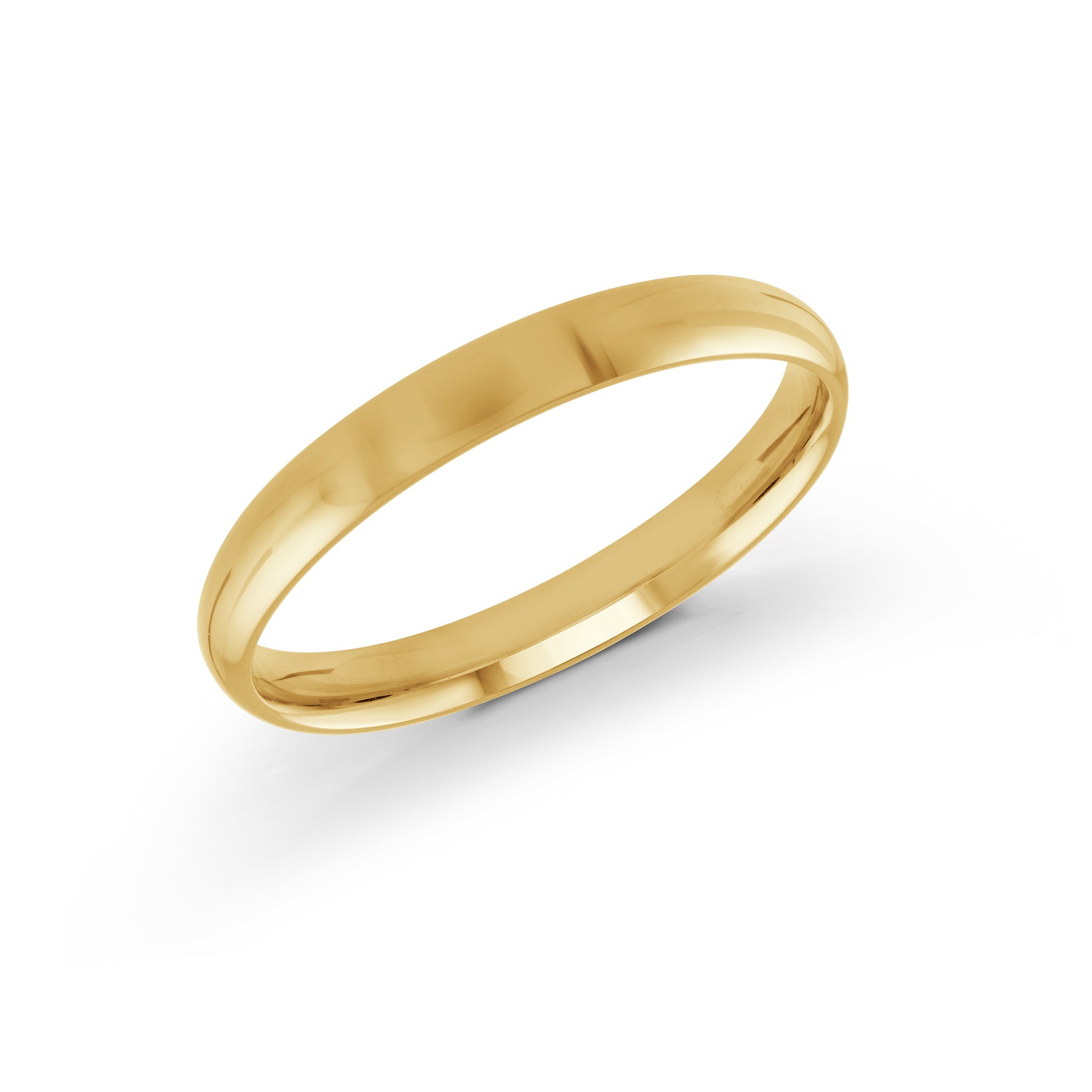 High-Polished Domed 3mm Wedding Band Gold Yellow