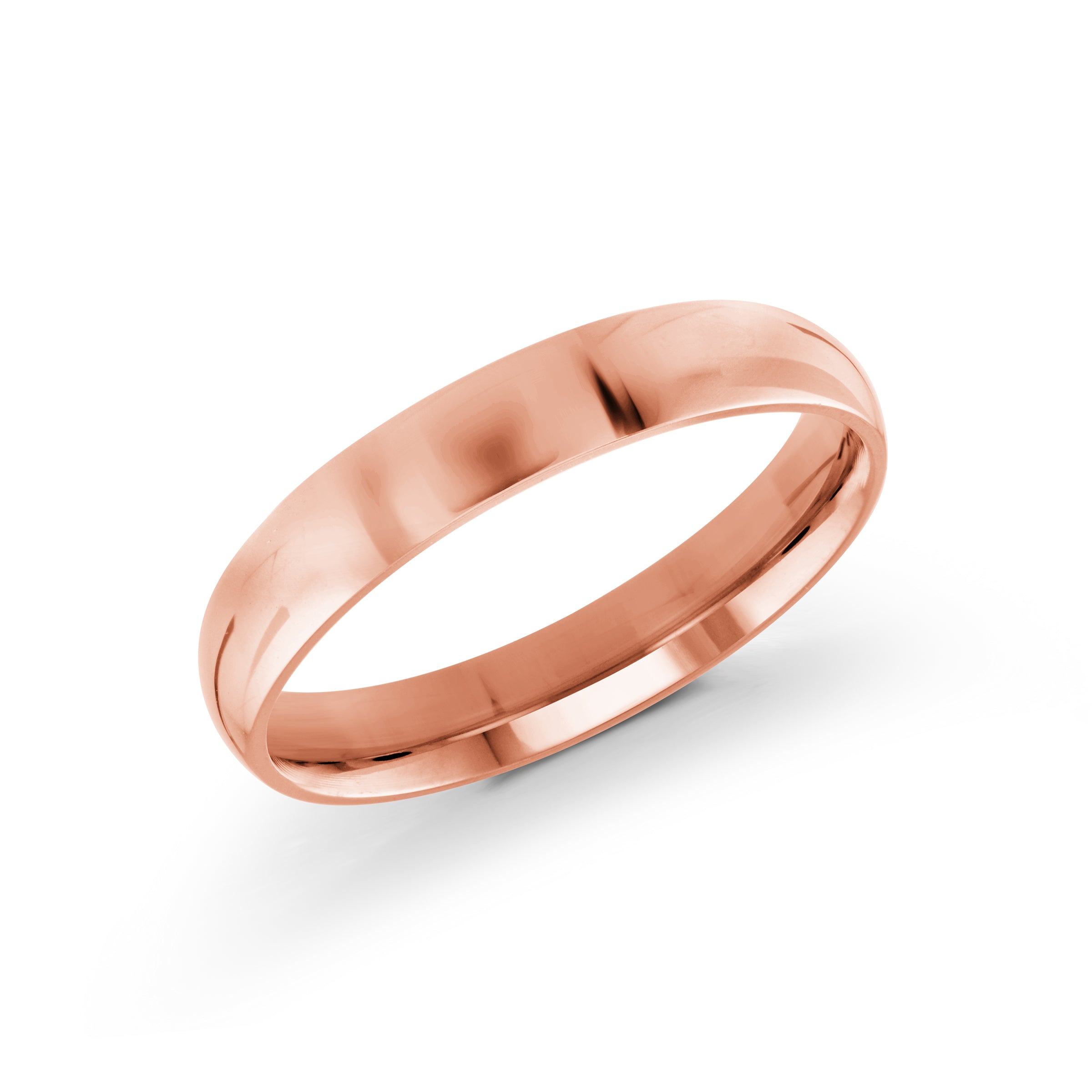 High-Polished Domed 4mm Wedding Band Gold Rose