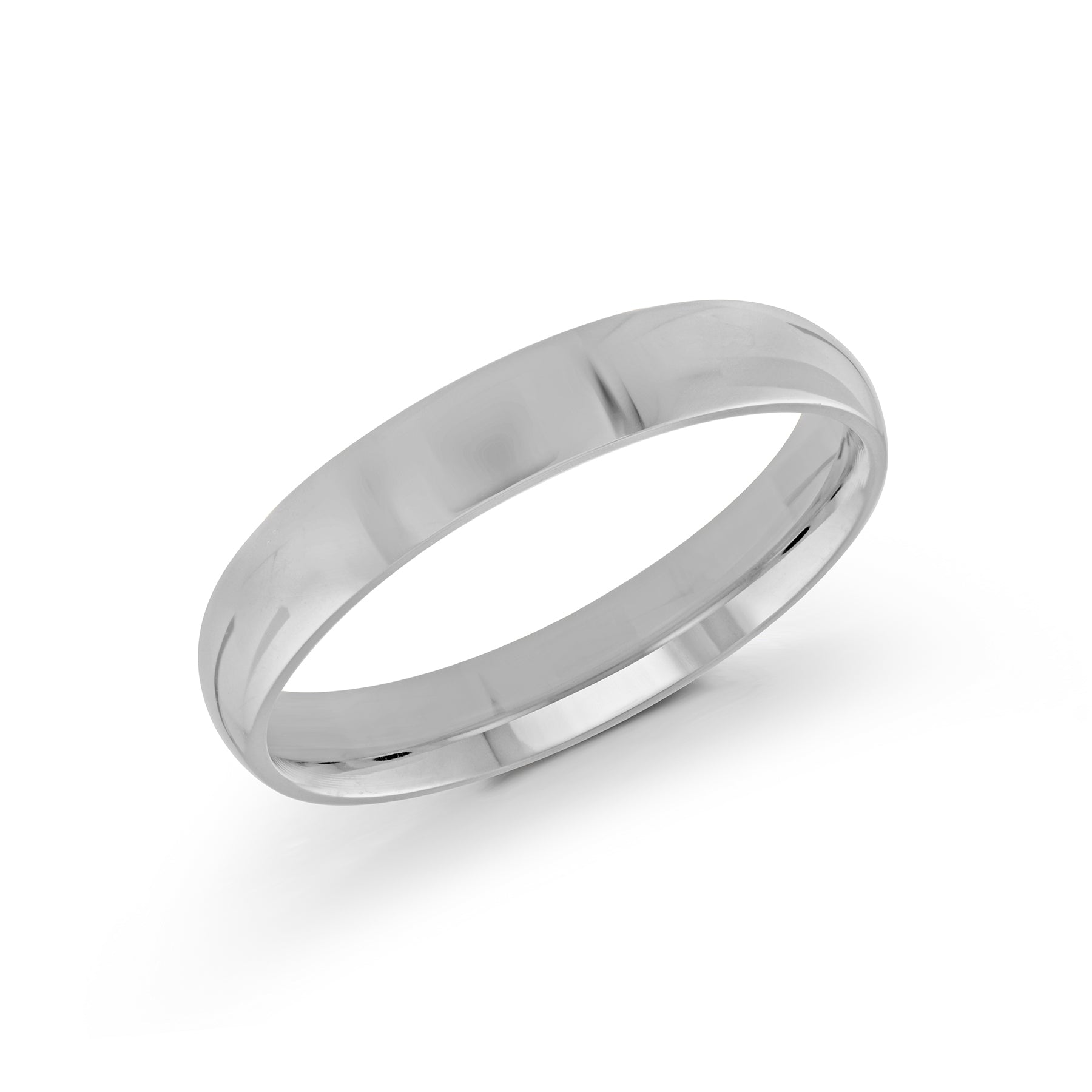 High-Polished Domed 4mm Wedding Band Gold White