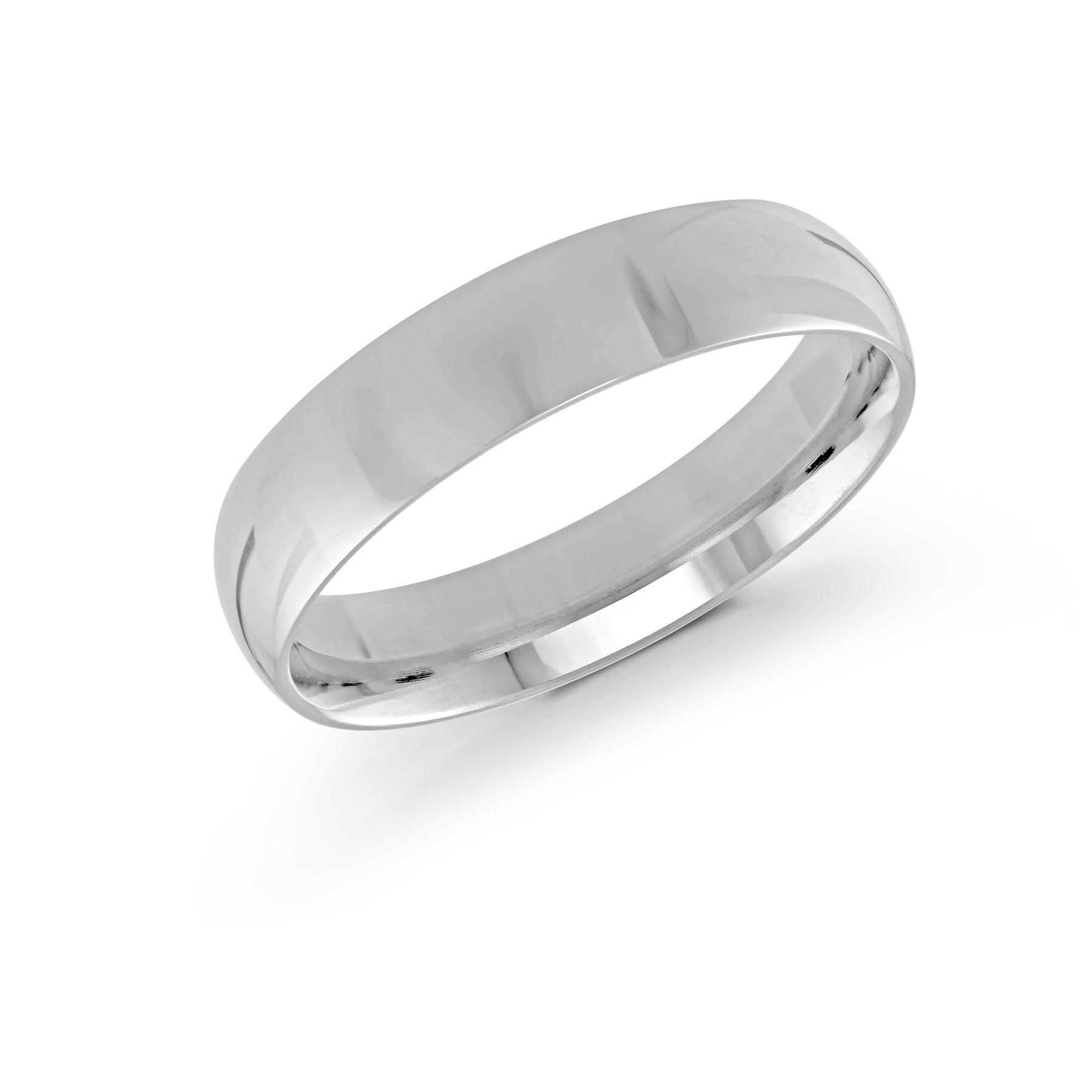 High-Polished Domed 5mm Wedding Band Gold White