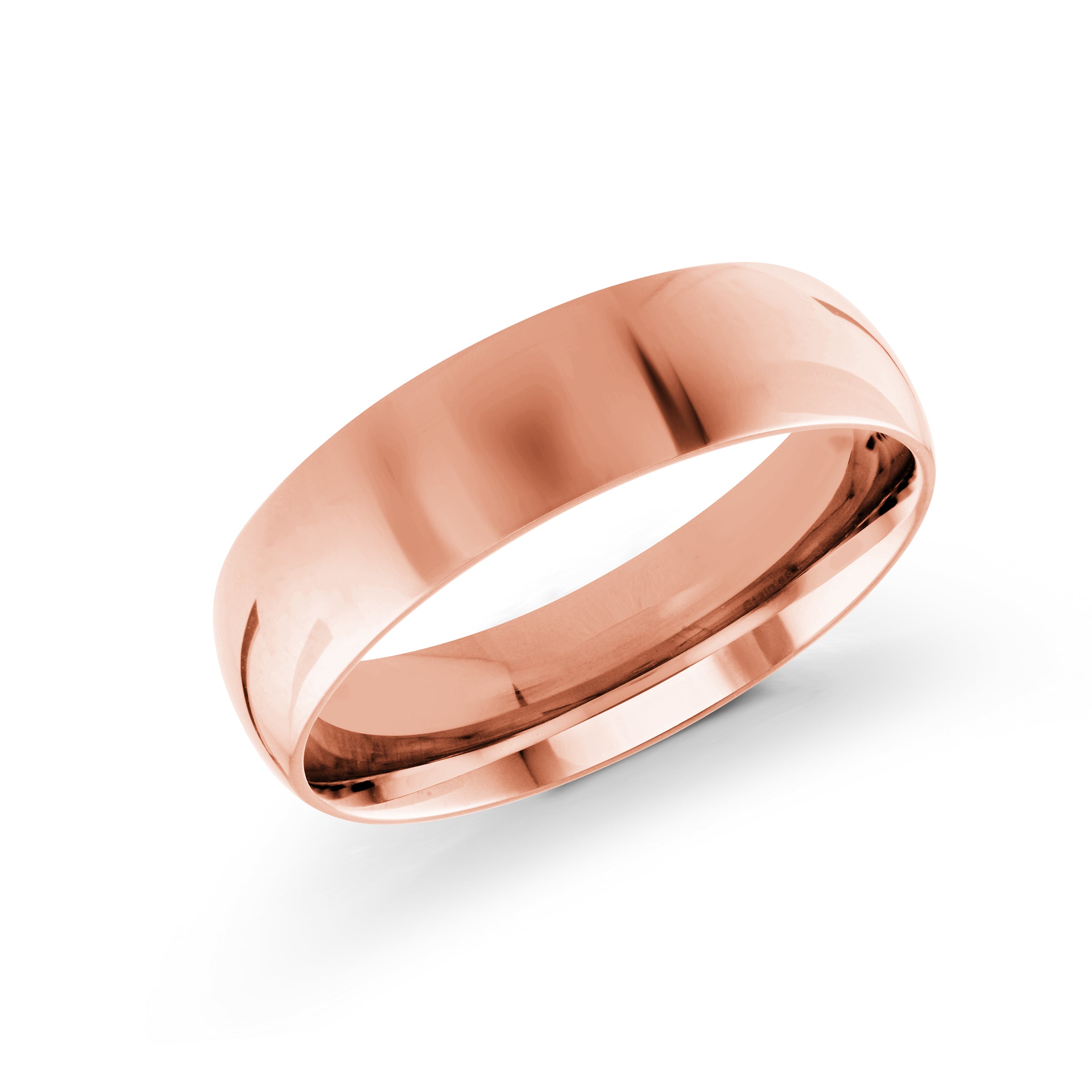 High-Polished Domed 6mm Wedding Band Gold Rose