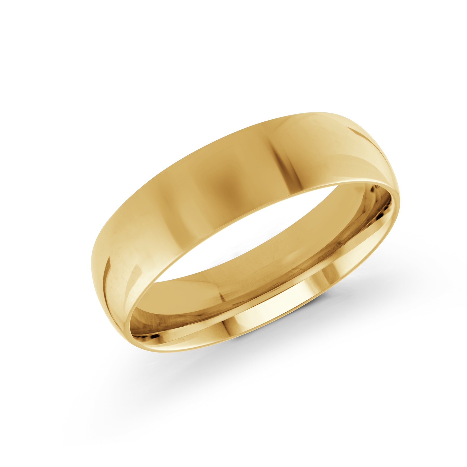 High-Polished Domed 6mm Wedding Band Gold Yellow