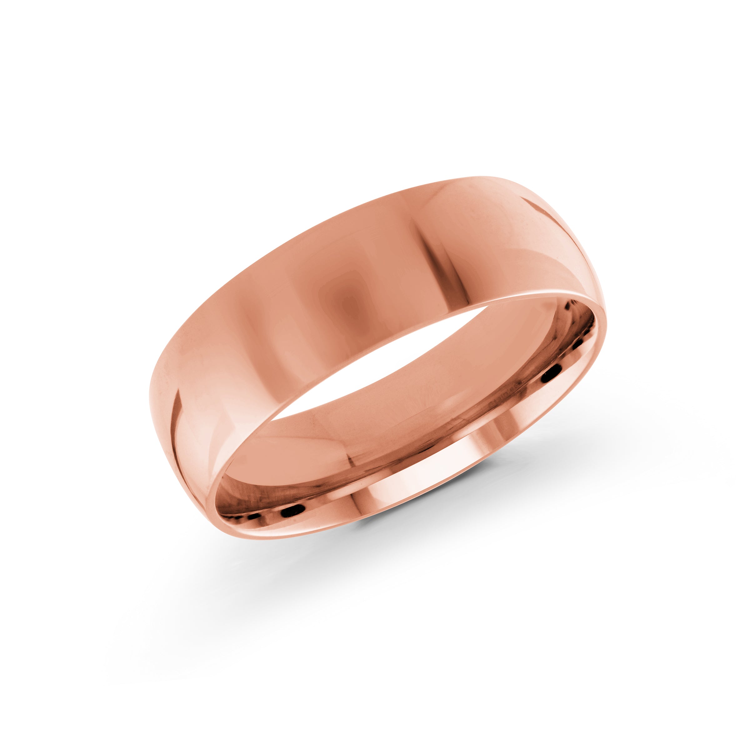 High-Polished Domed 7mm Wedding Band Gold Rose