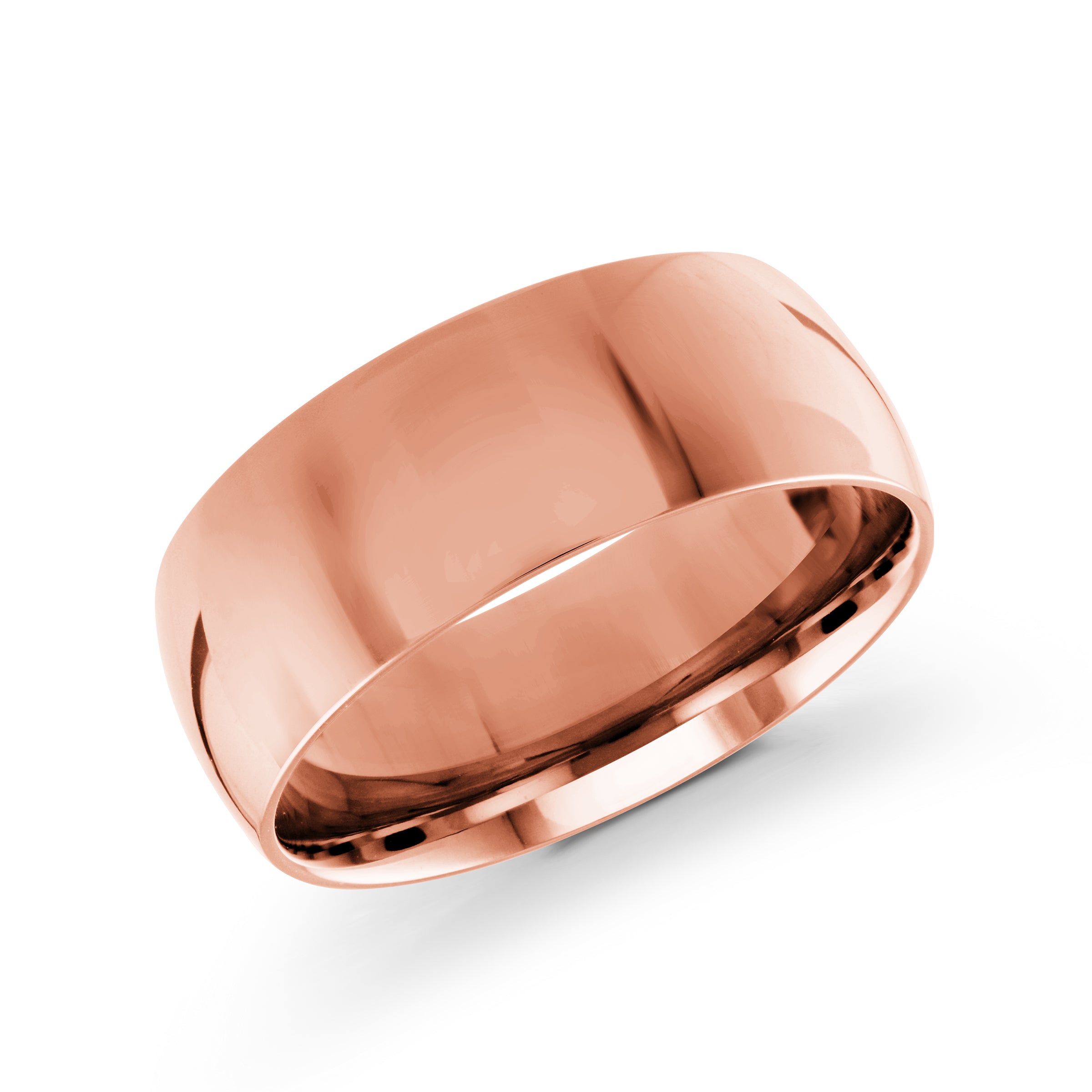 High-Polished Domed 8mm Wedding Band Gold Rose