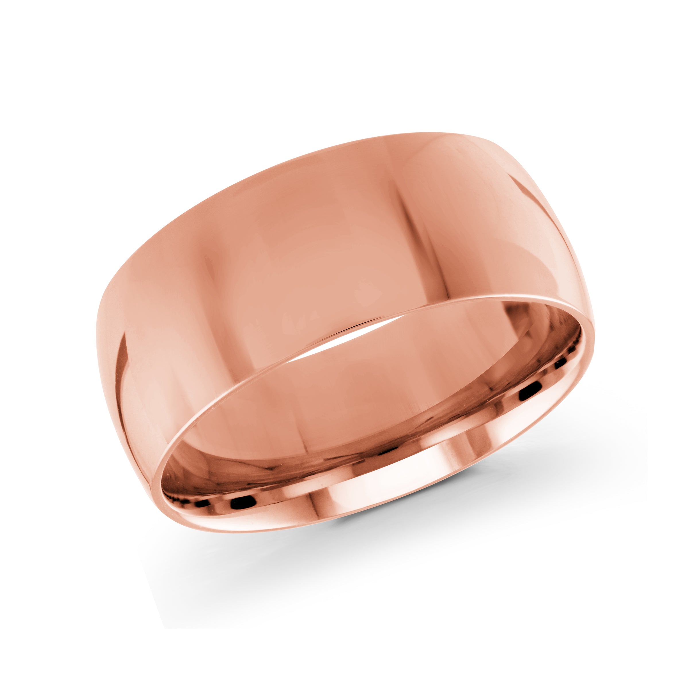 High-Polished Domed 9mm Wedding Band Gold Rose