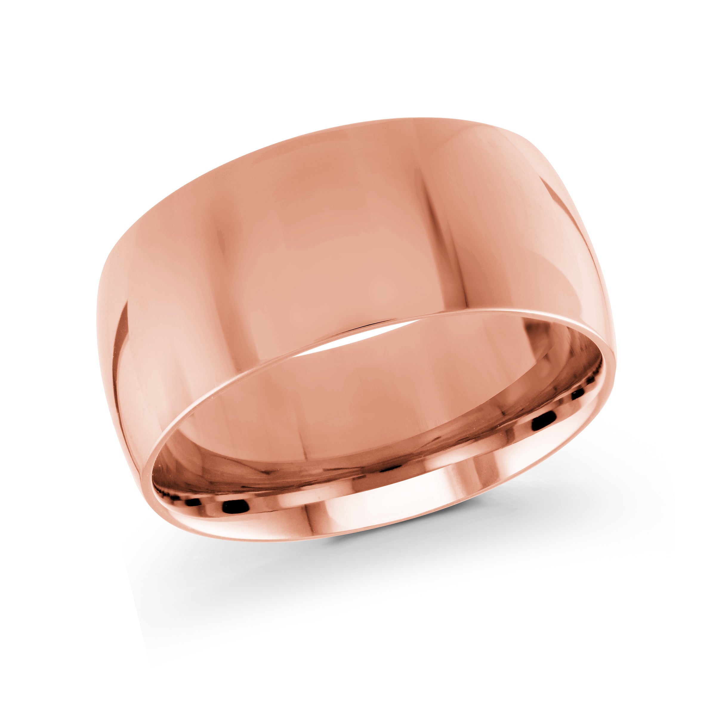 High-Polished Domed 10mm Wedding Band Gold Rose