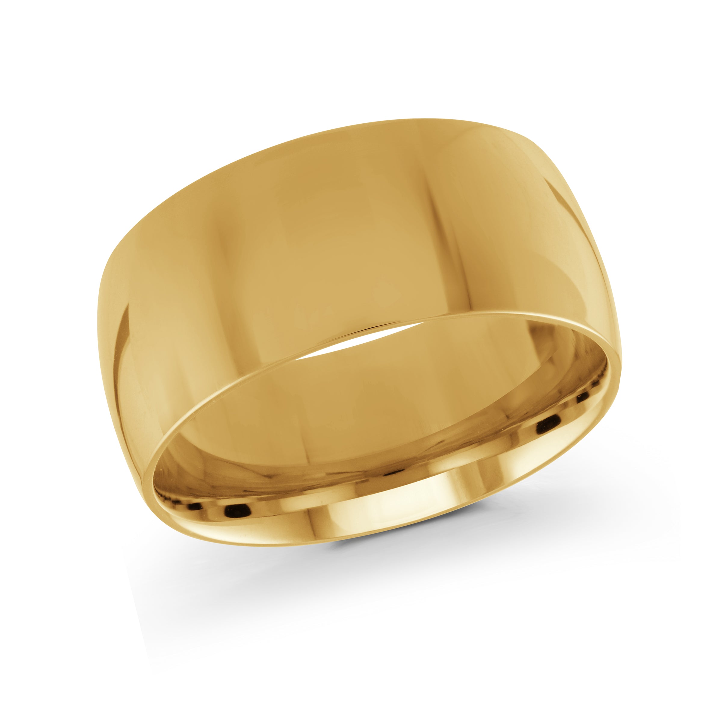 High-Polished Domed 10mm Wedding Band Gold Yellow