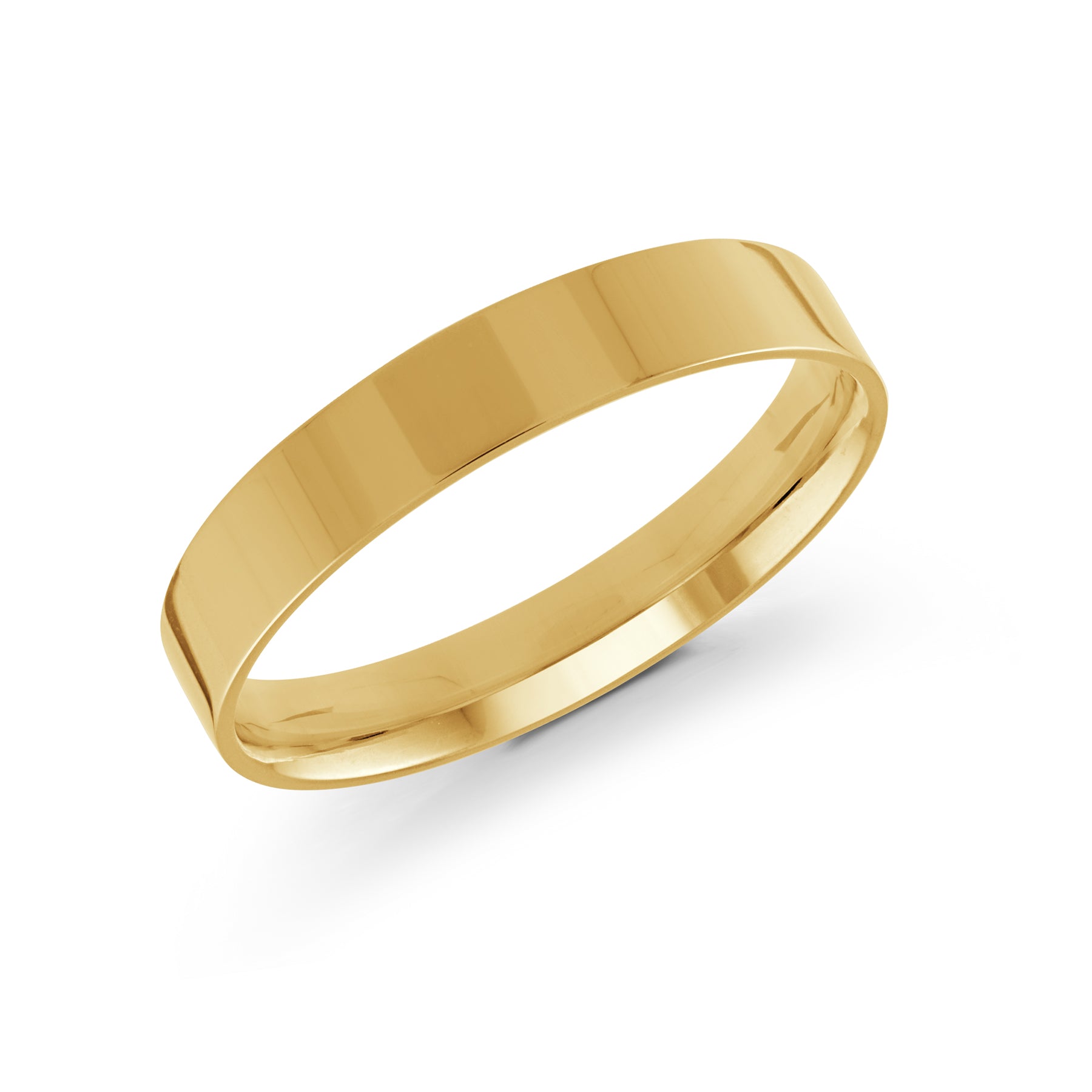 High-Polished Flat 4mm Wedding Band Gold Yellow