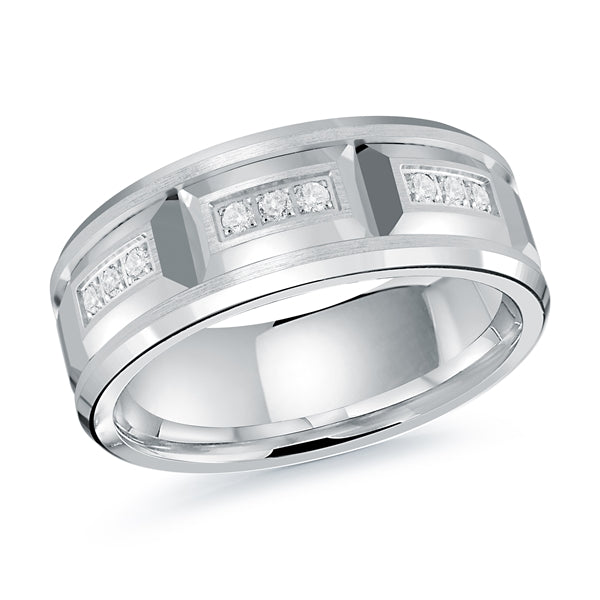 Style 53 Malo Diamond Wedding Band 8mm Wide Solid White Gold