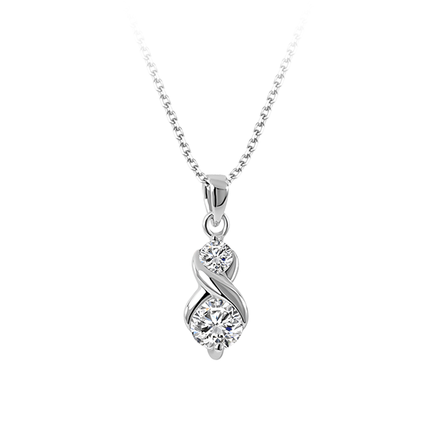 Sterling Silver Love Wrapped Necklace with Cubic Zirconia