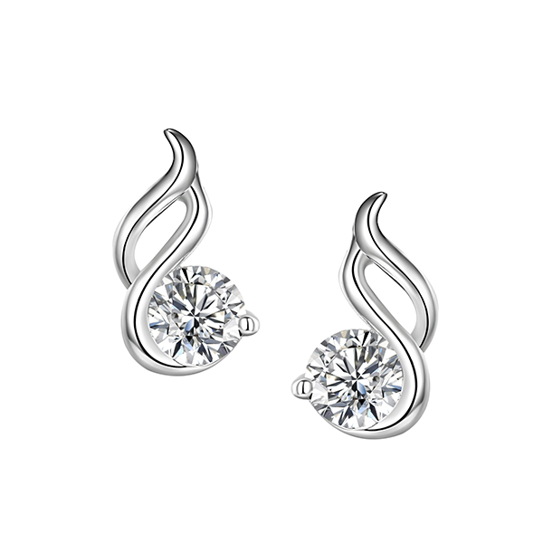 Sterling Silver Drop Stud Earrings with Cubic Zirconia