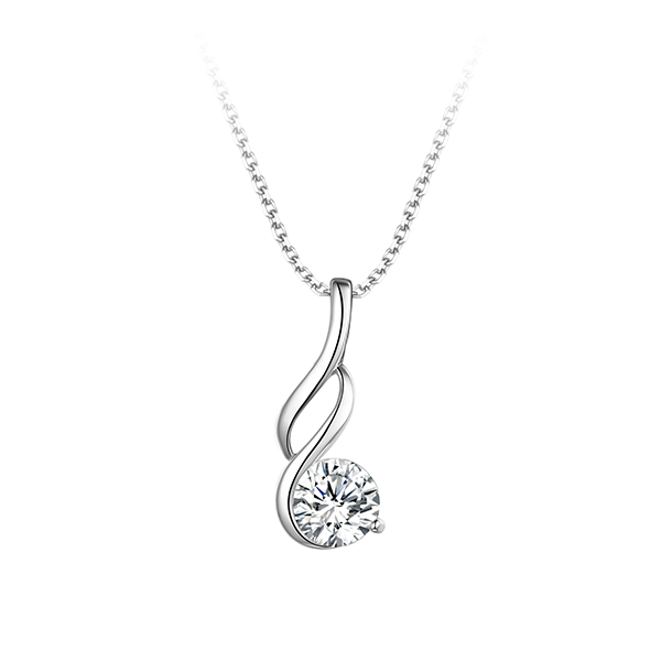 Sterling Silver Drop Necklace with Cubic Zirconia