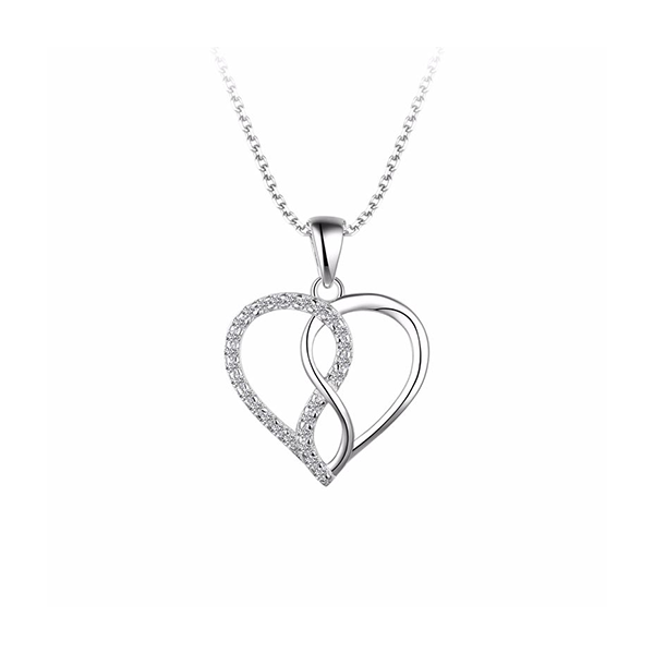 Sterling Silver Infinity within Heart Necklace set with Cubic Zirconia