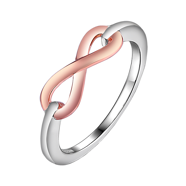 Sterling Silver Infinity Style Ring with Rose Gold Plating