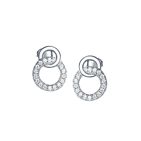Legend Sterling Silver Circle Earrings set with Cubic Zirconia