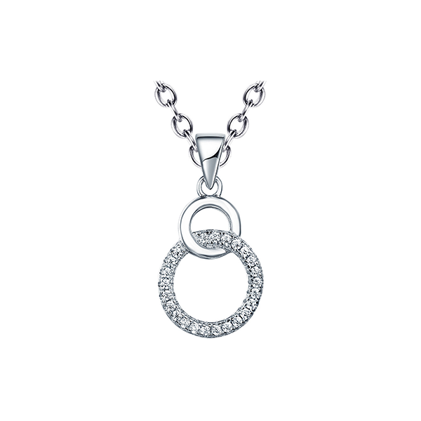 Sterling Silver Circles Necklace set with Cubic Zirconia