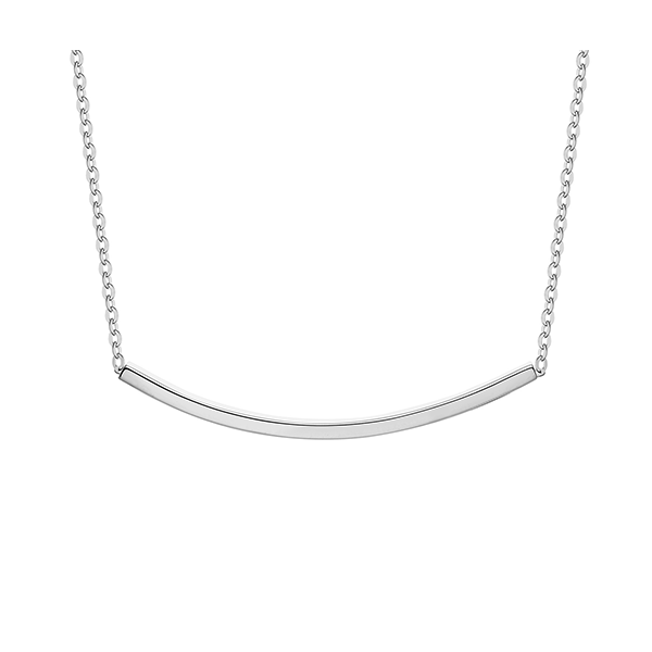 Sterling Silver Bar Pendant through Thin Rolo Style Chain
