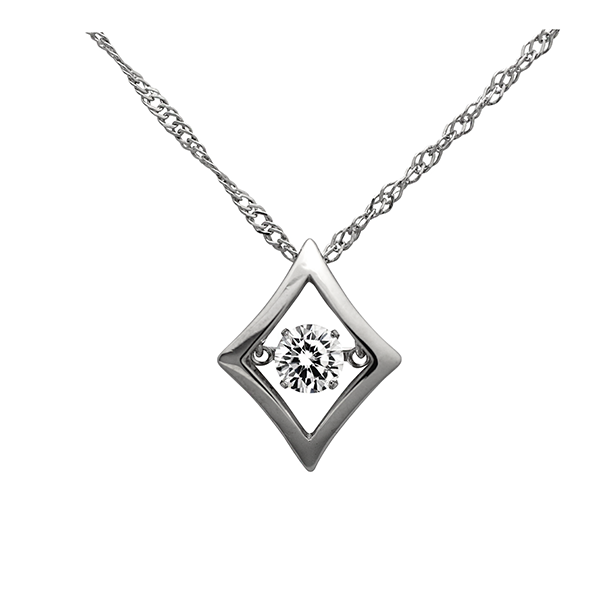 Sterling Silver Necklace with Dancing Cubic Zirconia