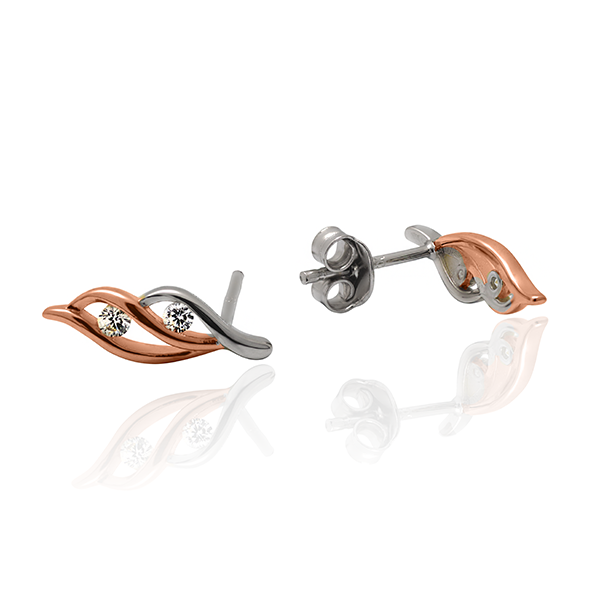 Legend Sterling Silver Calla Lilly Stud Earrings plated in 18kt Rose Gold set with Cubic Zirconia