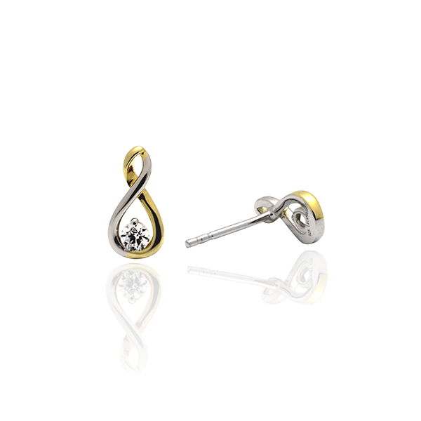 Legend Sterling Silver Drop Earrings with 18kt Yellow Gold Plating and Set with Cubic Zirconia