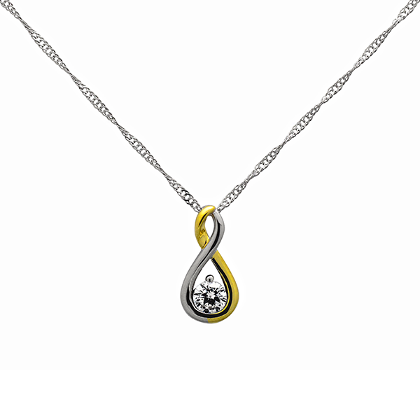 Sterling Silver and 18kt Yellow Gold Plated Necklace set with Cubic Zirconia