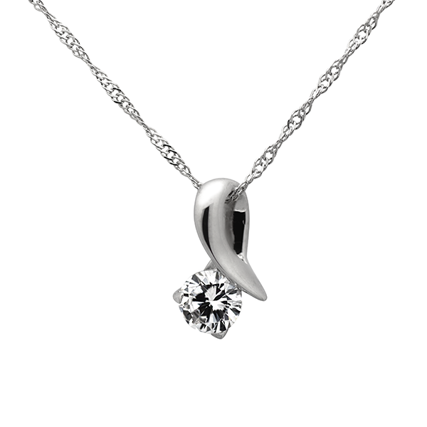 Sterling Silver Clef Necklace set with Cubic Zirconia